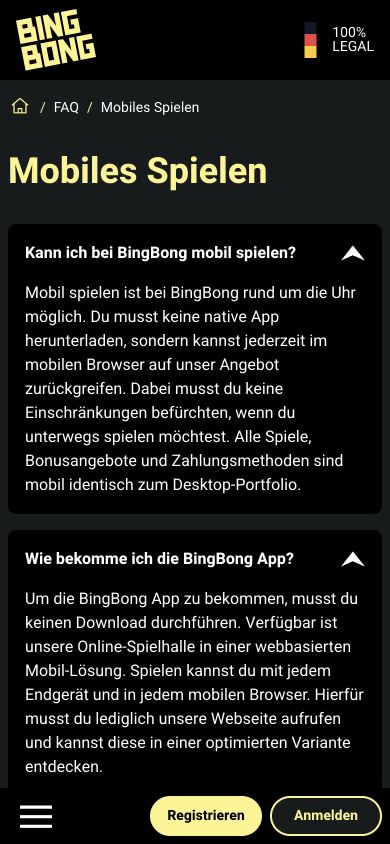 Offizielle BingBong-Hilfe zum mobilen Spielen